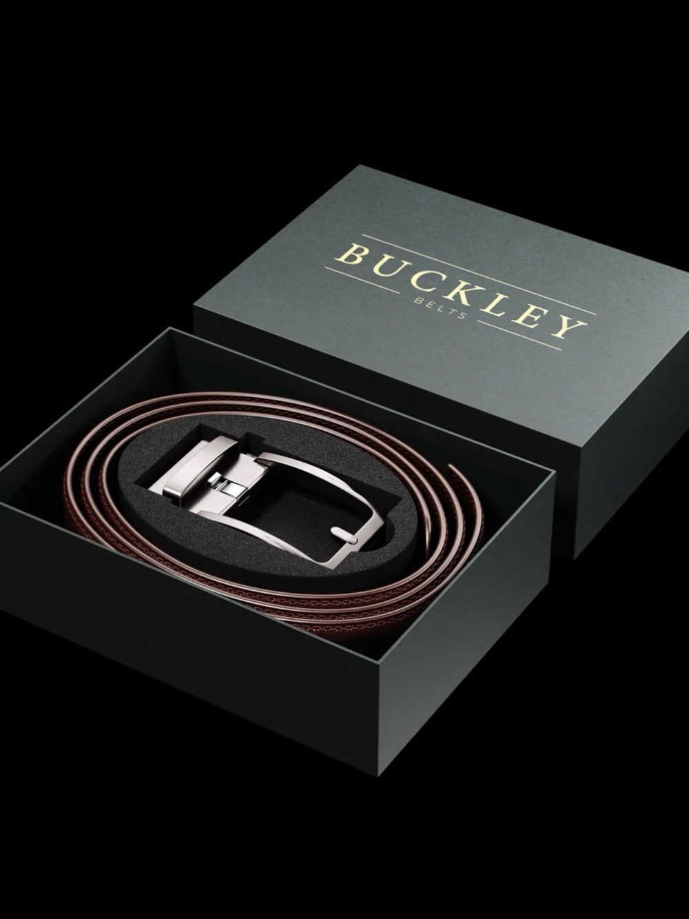Buckley Brown Leather Dress Belt with Silver-Tone Buckle